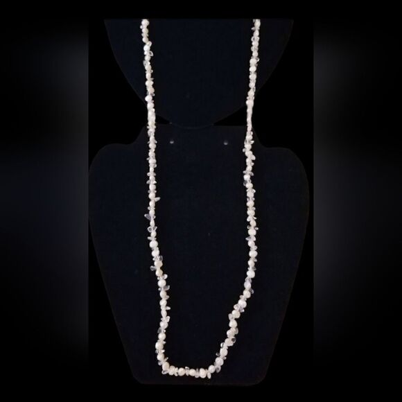 Vintage genuine Baroque pearl and clear quartz necklace - Picture 10 of 10